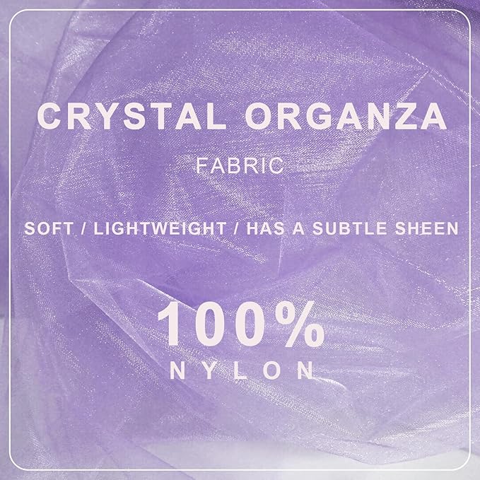 Organza Tulle Fabric Rolls, Crystal Organza 12" by 50 Yards (150 ft) Sheer Nylon Silky Shiny Netting Spool Bolt for DIY Craft Table Runner Wedding Baby Shower Party Decor (Lavender)