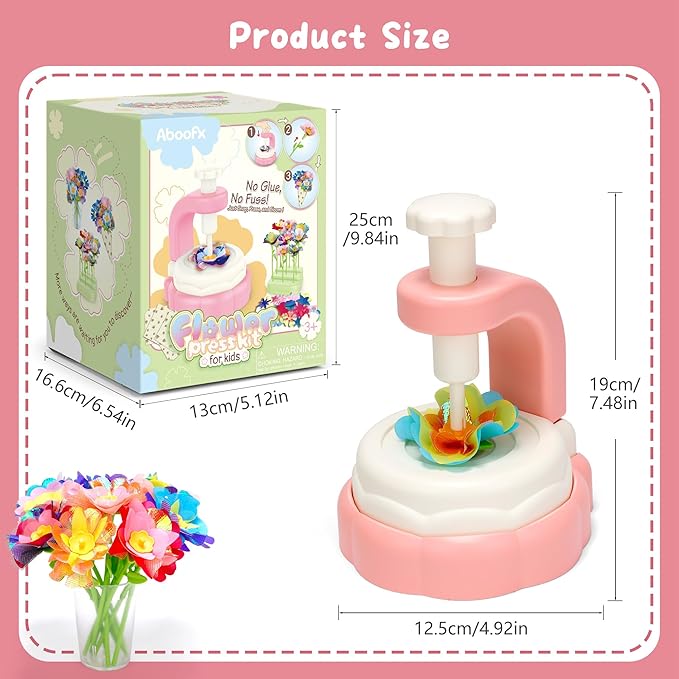 Aboofx Fabric Flower Bouquet Toys for Girls 3 4 5 6 7 8 Years Old, Flower Making Kit for Kids Age 3 4 5 6 7 8, Educational DIY Flowers Press Craft Kit Toy for Girls Birthday Holiday Party Xmas Gifts