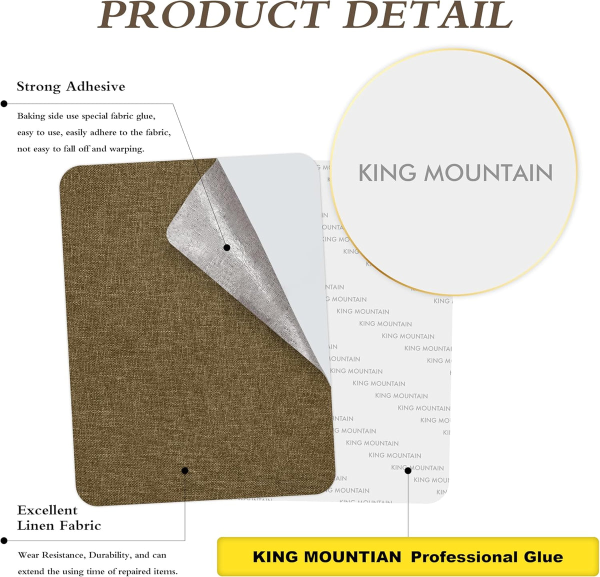 Fine Linen Repair Patches, Self-Adhesive Linen Fabric Patches, 8X11 inch 2 PCS, Multi Color, Can be Used for Linen Sofa Repair and Linen Clothes Repair (8" x 11"-2PCS,Brown)