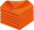 Homaxy 100% Cotton Waffle Weave Kitchen Dish Cloths, Ultra Soft Absorbent Quick Drying Dish Towels, 12 x 12 Inches, 6-Pack, Orange