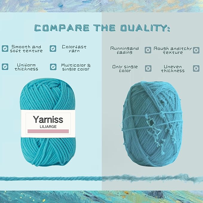 Yarniss Crochet Kits for Beginners,1120 Yards Yarn Kits 16 Colors,Crochet Set with 14 Size Ergonomic Crochet Hooks 2.0mm~14mm,Crochet Bag Organizer