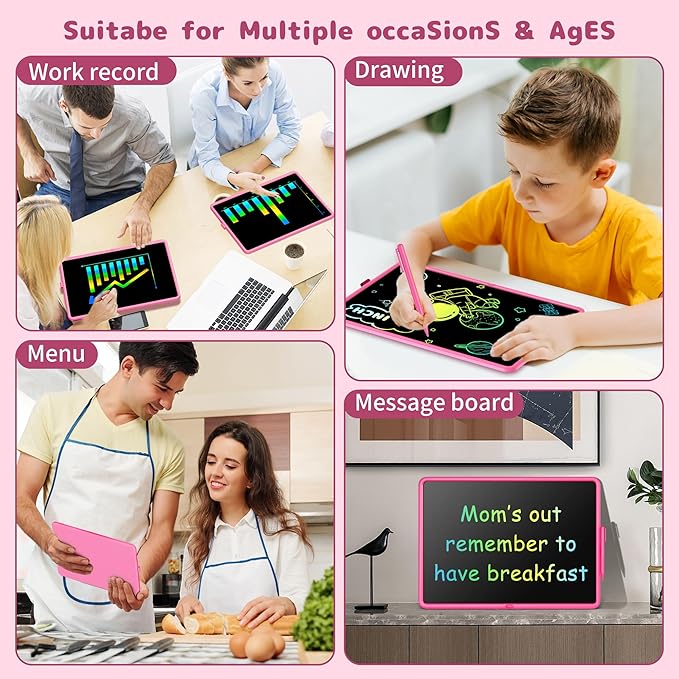 Teen Girl Birthday Gifts, 0 SMALL MODEL LCD Writing Tablet for Kids, Educational Toys for 3-10+ Years, Toddler Toys for 1-2 Year Old, Large Rechargeable Doodle Board Pad, Easter Basket Stuffers (Pink)