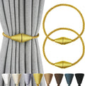 2 Pack Magnetic Curtain Tiebacks Rope Modern Handmade Curtain Tie Backs Decorative Drapes Weave Holdbacks for Window Décor, Gold