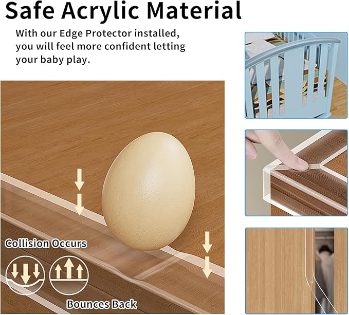 0.8 in x 13.12 FT,Edge Corner Protector Baby Proofing,Soft Clear Furniture Table Corner Guard & Edge Safety Cabinet Door Bumper,Crib Bumpers,Window Sill Protector,Wall Protector