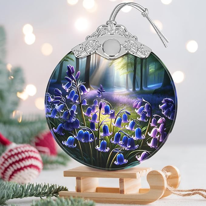 Bluebell Stained Glass Orament - Christmas Ornament - Christmas Decorations for Tree - Holiday Present ldeas - Gift Exchange