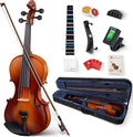 Vangoa Violin 1/4 Size Set Fiddle Outfit, Handcrafted Quarter Starter Acoustic Violins Kit with Solid Wood Side Board Lightweight Hard Case for Beginners Students, Child, Kids, Adults, Right Handed