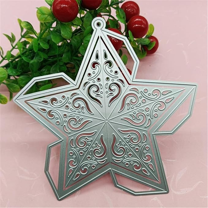Metal Cutting Dies DIY Merry Christams Embossing Stencil Template Scrapbooking Card Making Mold Photo Album Arts Crafts Tools (Christmas Star- 14.9x14.7cm)