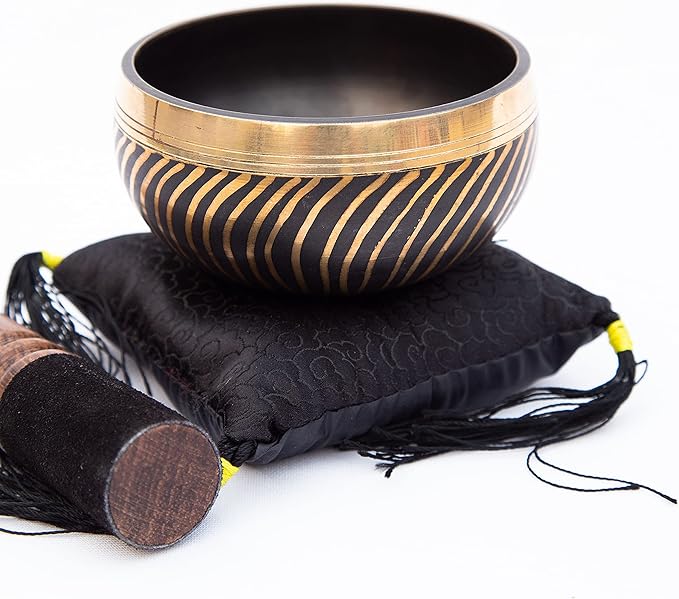 Tibetan Singing bowl Set - Easy To Play Cat Design Meditation Mindful 7 Chakra Sound Healing Handcrated Gift By HIMALAYAN BAZAAR