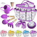 Kids Gardening Tool Set 18PCS Kids Toddler Gardening Set Includes Tote Bag Watering Can Apron Hat Rake Shovel Spoon Gloves Plant Pots and Labels, Outdoor Toys Gift for Boys Girls (Purple)