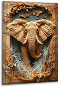 My Photostation.com Round 24'' Elephant Carving Glass Wall Art Tempered Glass Printing Wall Decor Large Wall Art Wall Hangings