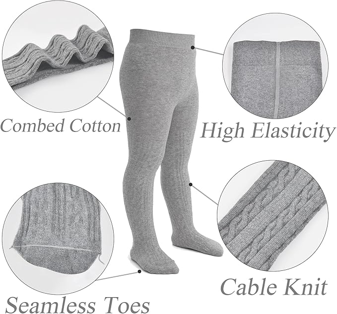 Mini angel Baby Tights Toddler Girl Tights Seamless Cable Knit Leggings Soft Cotton Stockings Pantyhose 3/4/5 Pack