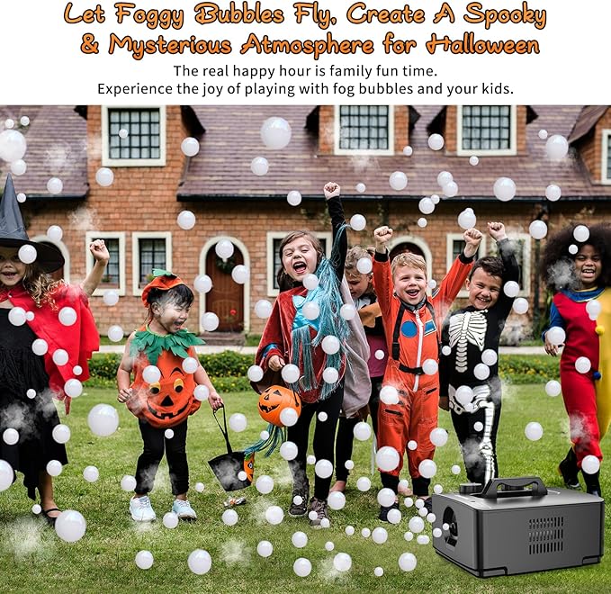 Fog Bubble Machine, 2 in 1 Smoke Bubble Maker, 400W No-Spill Smoke Bubble Blower, Make Colorful Bubbles | White Fog Bubbles for Indoor Outdoor Birthday Halloween Party