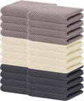 Homaxy 100% Cotton Waffle Weave Kitchen Dish Towels, Ultra Soft Absorbent Quick Drying Cleaning Towel, 13 x 28 Inches, 24-Pack, Mixed Color