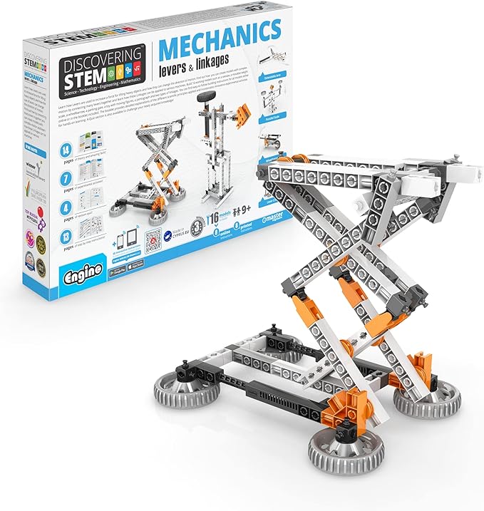 Engino STEM Toys, 16 Models in 1, Mechanics Levers & Linkages, Construction Toys for Kids 9+, Educational Kit, Gift for Boys & Girls, Fun Kids Activities, Engineering Kit