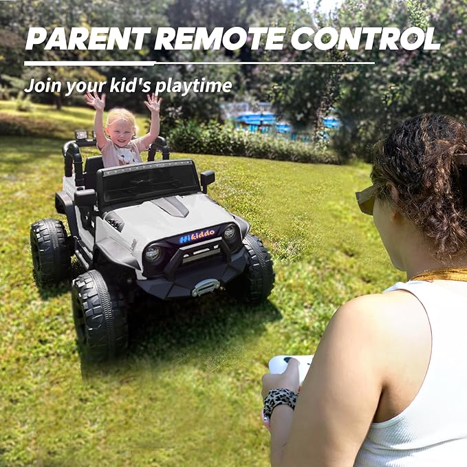 24V 9Ah Ride on Toy for Big Kids, 4WD 2 Seater Ride on Car Truck with Remote Control, 4x200W Motor - White