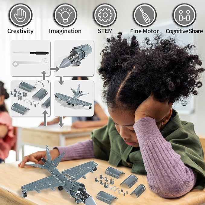 Lucky Doug STEM Building Projects Model Airplane Jet Set - Building Toys for Kids Ages 8-12, Assembly Science Kit for Boys 8 9 10 11 12 Years Old