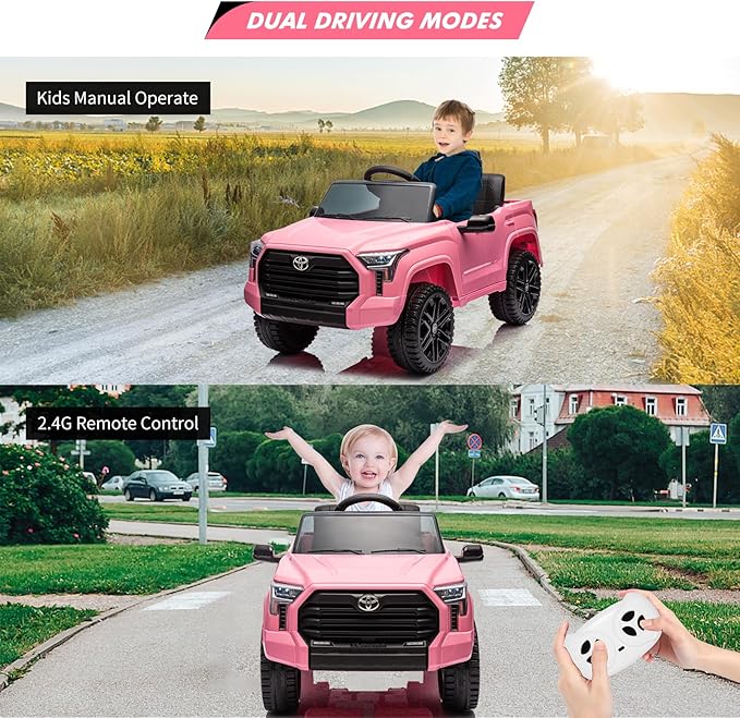 Electric Car for Kids, Licensed Toyota Tundra 12V Electric Truck, Off-Road Kids Car w/Remote, Spring Suspension & 3 Speeds, LED Headlights, Ride-On Toys for Boys/Girls