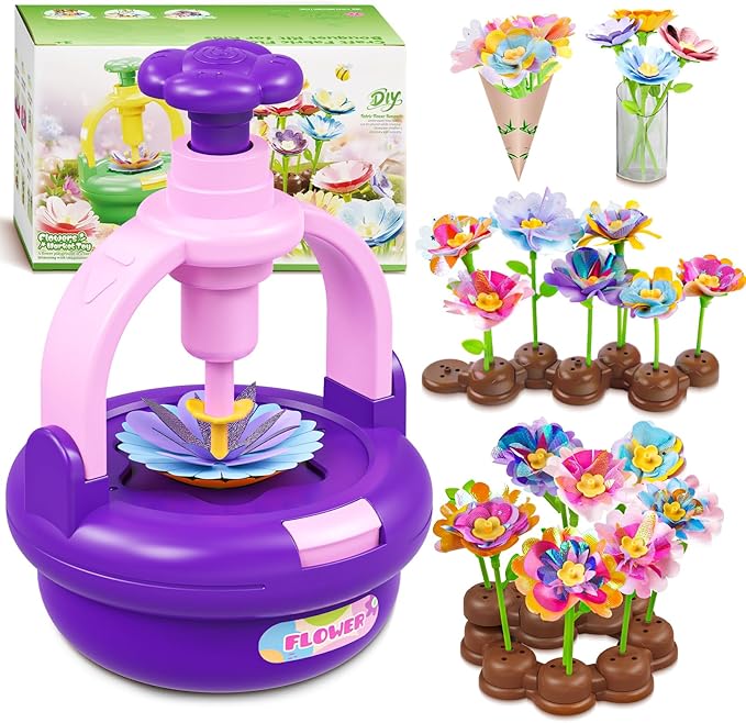 Plunack Flower Bouquets Toys for Kids Age 4-8, Flower Press Kit DIY Flowers Making Craft Kit for 4 5 6 7 Year Old Girls Floral Arts & Crafts Toys Educational Handmade Activity Set, Gift for Girls 3+