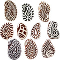 Royal Kraft Paisley Wooden Printing Stamps (Set of 10) - DIY Henna Fabric Textile Paper Clay Pottery Blocks Htag2173
