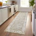 jinchan Hallway Runner Rug 3x10 Machine Washable Runner Rug Taupe Vintage Floral Design Non-Slip Low Pile Ultra-Thin for Kitchen Laundry Room Bedroom Farmhouse (3‘x10',Taupe)