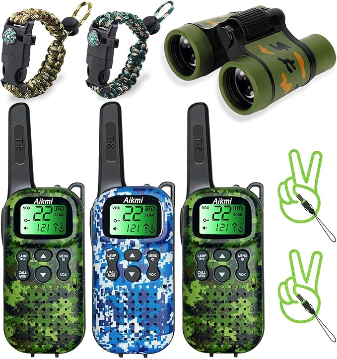 Walkie Talkies for Kids Toys Boys Gifts Aged 5+ Long Range 2 Way Radio for Camping Hunting Hiking Outdoor Game 6 7 8 9 10 Year Old Birthday Present for Kids