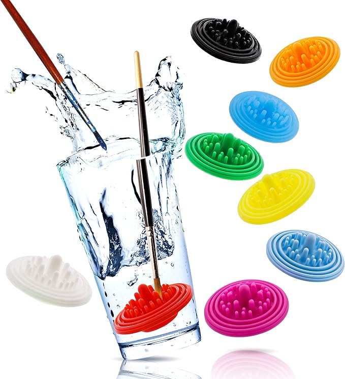 Paint Puck Paint Brush Cleaner (3-Pack, Green) – Reusable Silicone Insert with Suction & Nubs for Cleaning Acrylic, Oil & Watercolor Brushes – Fits Cups for Classroom, Studio & Home Use