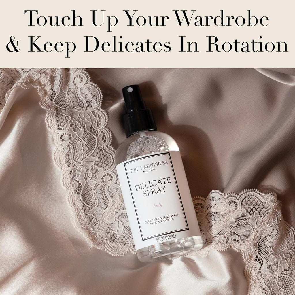 The Laundress Delicate Fabric Spray, Wrinkle Release Spray, Upholstery and Linen Spray, Silk & Lingerie Refresher, Lady Scent, Citrus, Rosewood, Musk, 8 Fl Oz