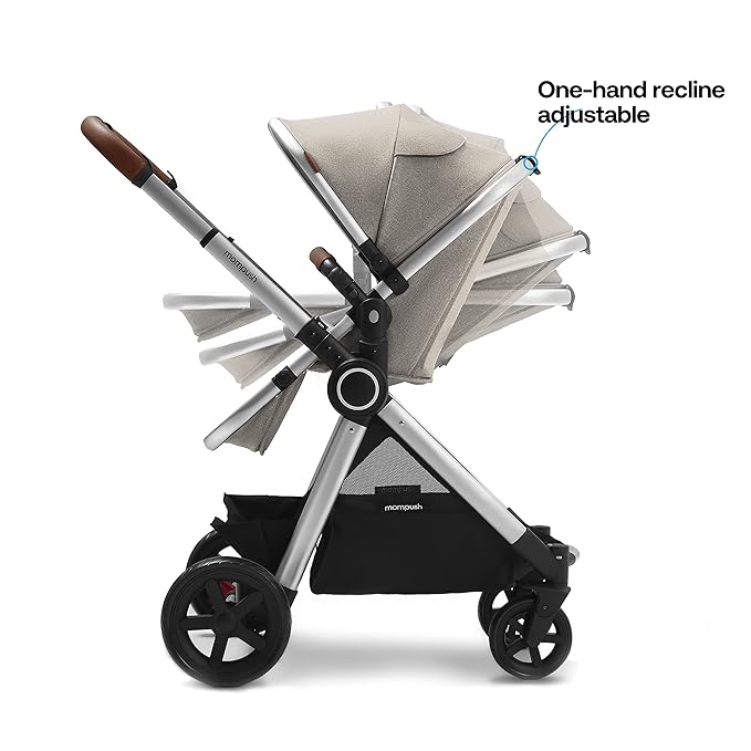 Mompush Ultimate 2 Baby Stroller for Infant and Toddler with Newborn Mode and Reversible Seat, All-Terrain Stroller with All-Wheel Suspension, Includes Car Seat Adapter and Large Storage Basket