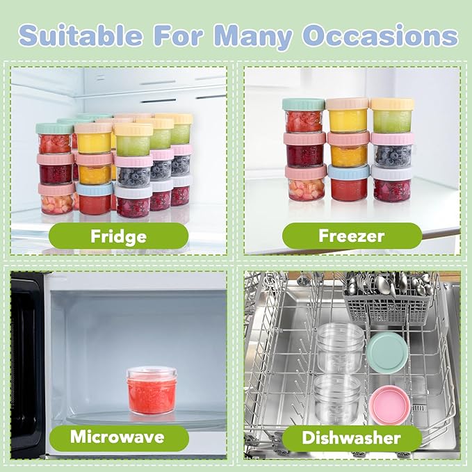 32-Pack Leakproof 4oz Glass Baby Food Jars With Lids - BPA Free, Freezer & Microwave Safe
