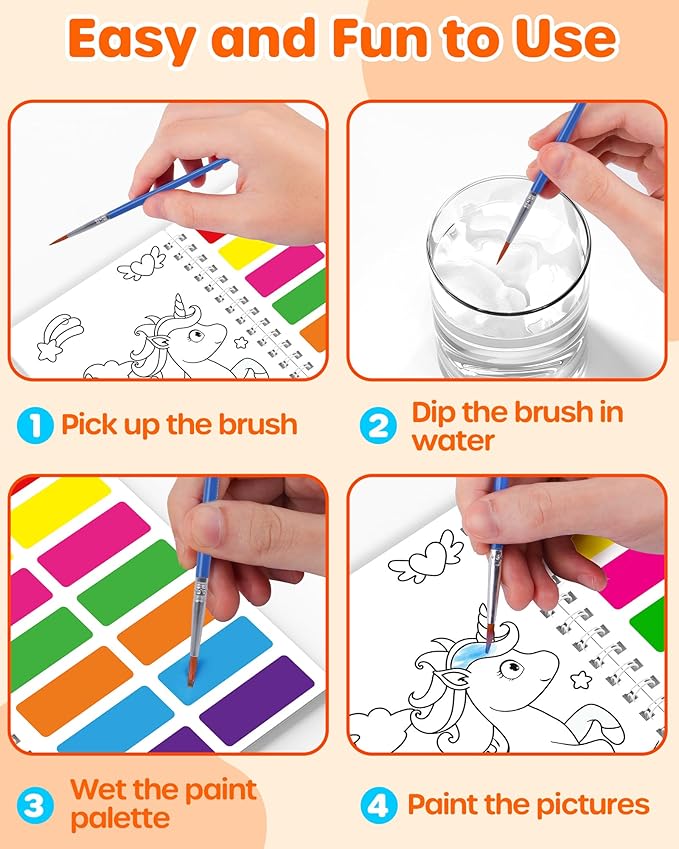 D-FantiX 24 Pack Paint with Water Coloring Books for Kids Ages 4-8-12, Birthday Party Favors Bulk Gifts Goodie Bag Stuffers, Arts and Crafts Classroom Prizes Rewards, Back to School Gifts for Students