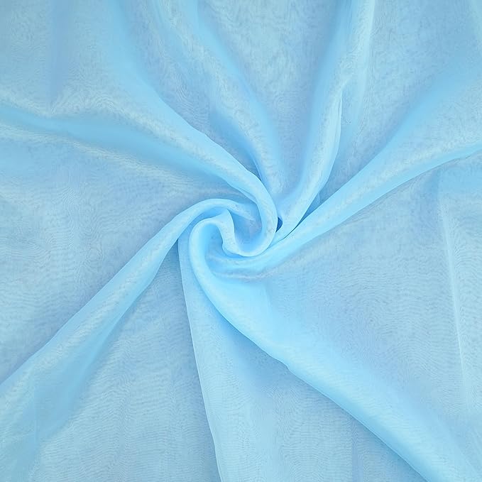 Organza Fabric 5 Yard Bridal Solid Sheer Organza Fabric Bolt for Wedding Dress, Fashion, Crafts, Decorations Silky Shiny Organza 44" - (Baby Blue)