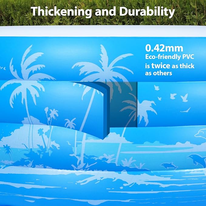 Inflatable Swimming Pool, 102” x 63” x27” Full-Sized Large Inflatable Pool with Seats Handles, Extra Large Blow Up Durable Thickened Pools for Outdoor, Garden, Backyard.