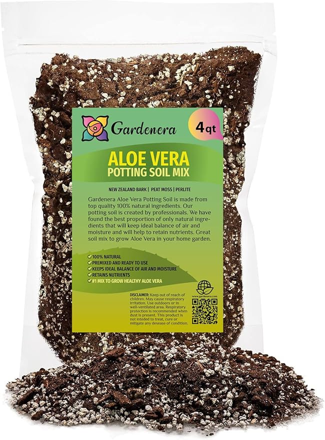 GARDENERA Premium Aloe Vera Potting Soil Mix - (4 Quart Bag)