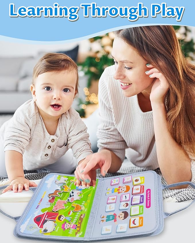 Exorany Busy Board Montessori Toys for Toddler Boy & Girl Birthday Gifts, Busy Book Learning Sensory Toys for Toddlers, Toddler Travel Toy Educational Activities Learn Fine Motor Skills