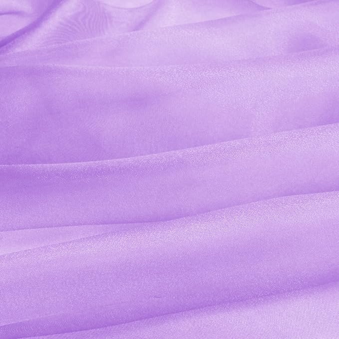 VACVELT Sheer Organza Fabric by The Yard, 60 Inch Wide Light Purple Organza Fabric Bolt Bridal Sheer Tulle Fabric, Silk Organza Fabric Roll for Wedding Party Decorations Backdrop Curtain (10 Yards)