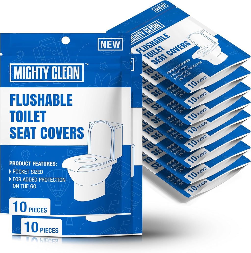 Toilet Seat Covers Flushable (100 Pack) - Upgraded XL Size| Biodegradable Paper Covers for Adults, Kids, Toddlers | Travel Essentials for Public Restroom, Airplane, Camping
