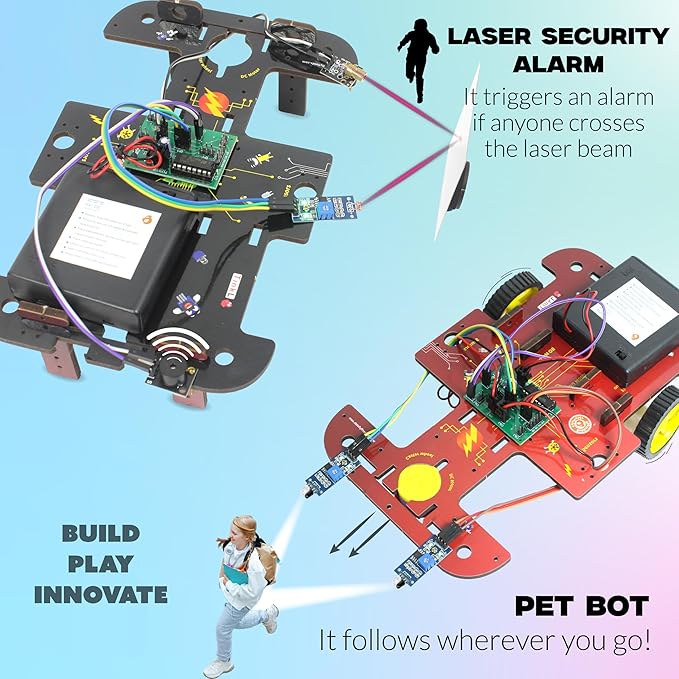 ButterflyEdufields 40in1 STEM Robotics Kits for Kids 8-12 Years | DIY Robots Projects for Kids with Electronics Board & Sensors | Best Educational Homeschooling Gift for 8 10 12 Years | 100+ Parts