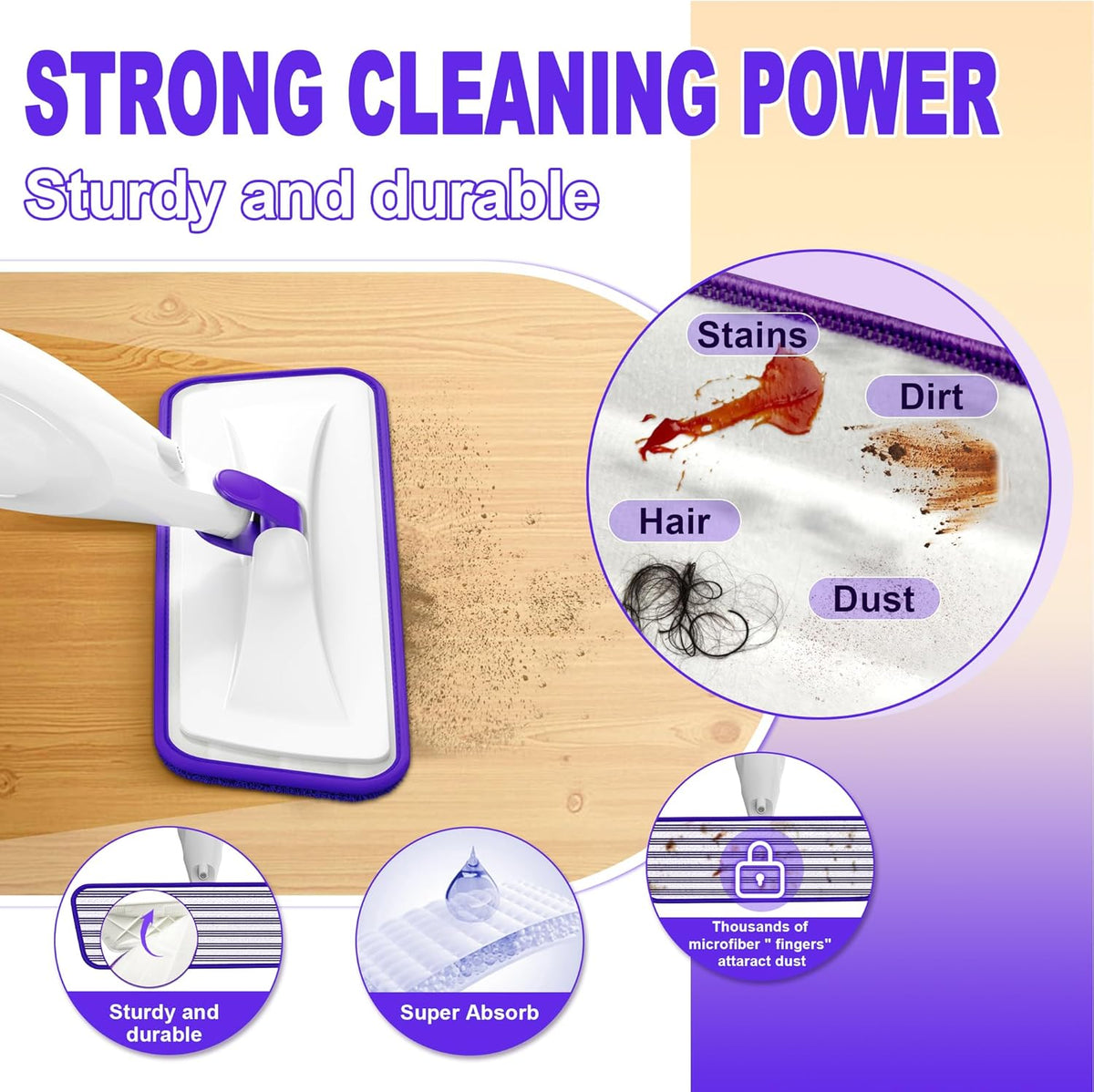 Spray Mop for Hardwood Floor Cleaning: EXEGO Wet Mops with 5 Microfiber Refillable Pads for Swiffer Powermop - Mopping Tools with Sprayer for Tile Wood Laminate Vinyl Marble