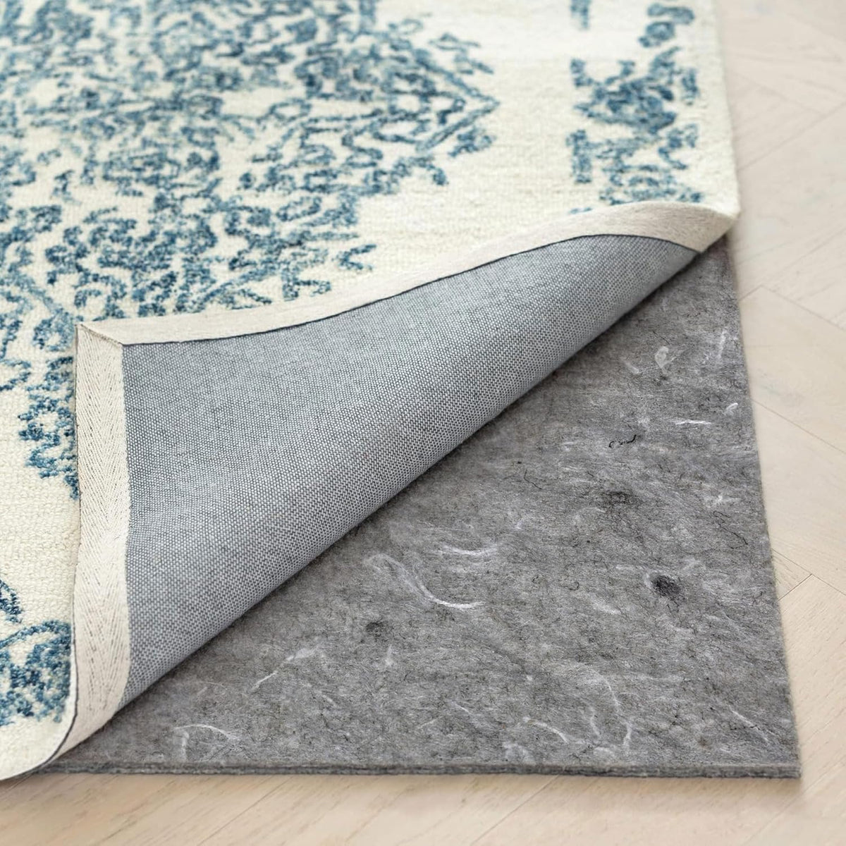 RUGPADUSA - Dual Surface - 12'x15' - 1/8" Thick - Felt + Rubber - Non-Slip Backing Rug Pad - Adds Low-Profile Comfort and Protection