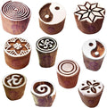 Tattoo Print Blocks Oriental Small Round Design Wood Stamps (Set of 10) Htag2154