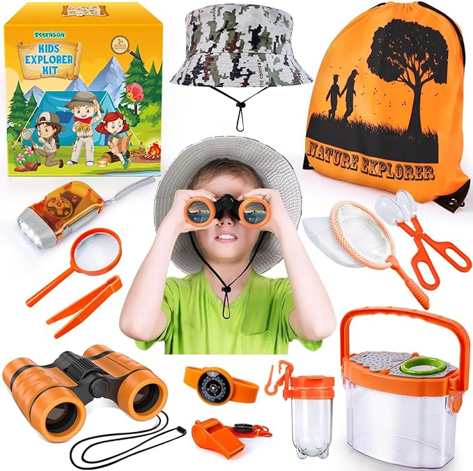 ESSENSON Bug Catcher and Kids Explorer Kit, Outdoor Bug Catching Explorer Adventure Kit with Binoculars, Summer Outdoor Toys for Kids Ages 4-8