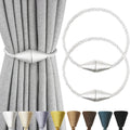 2 Pack Magnetic Curtain Tiebacks Rope Modern Handmade Curtain Tie Backs Decorative Drapes Weave Holdbacks for Window Décor, Silver