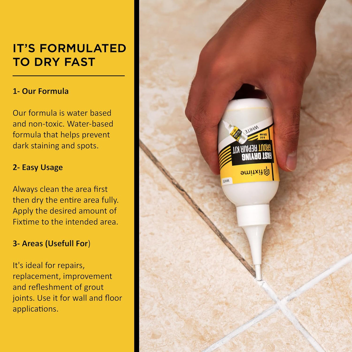 Grout Repair Kit - White Grout Filler Tube - Grout Crack Repair, Premixed Grout Filler Repair, Fast Drying Grout Sealer for Floor Tile - Spatula Included (White, 8oz)