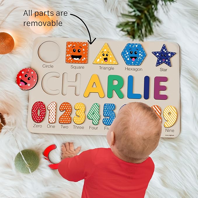 Puzzles for Toddlers Boy and Girl, Personalized Name Puzzle, 12 Month Toy, Gifts for 0 1 2 3 Years Old, Baby Gifts, Baby Shower, Christmas, NewBaby Gift, 0 3 6 9 12 18 24 36 Months