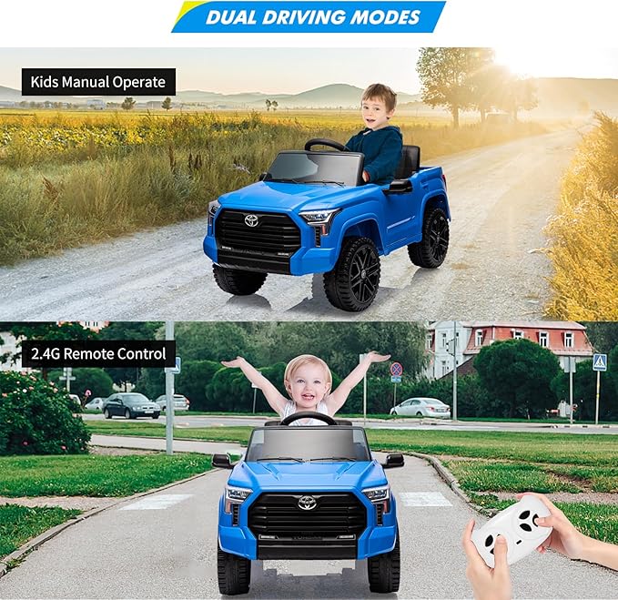 Electric Car for Kids, Licensed Toyota Tundra 12V Electric Truck, Off-Road Kids Pickup Car w/Remote, Spring Suspension & 3 Speeds, LED Headlights, Ride-On Toys for Boys/Girls