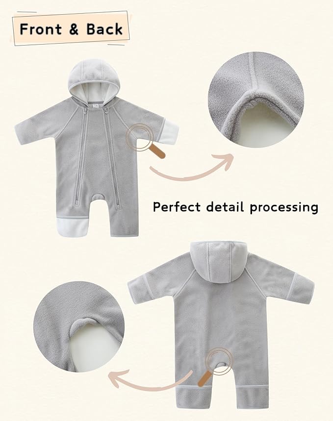Newborn Baby Fleece Jumpsuit Girls Boys Winter Hooded Coverall Romper Cute Baby Snowsuit Clothes