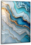 My Photostation.com 27Wx43H'' Turquoise and Blue Alcohol ink Glass Wall Art Tempered Glass Printing Wall Decor Large Wall Art Wall Hangings