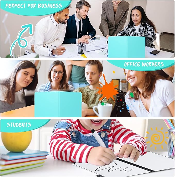 AGM Portable White Board Dry Erase, Double Sided Folding Whiteboards with Pen, Small Dry Erase Board for Study, Meeting, Doodling, Planning, Mint Green