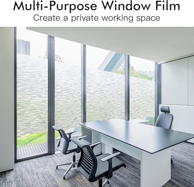 Haton Window Privacy Film, Frosted Glass Static Cling Sun Heat Blocking Window Clings, Frosting Opaque Coverings, Vinyl Removable Stickers Tint for Home Door Office, Non Adhesive 23.6" x 118.1"