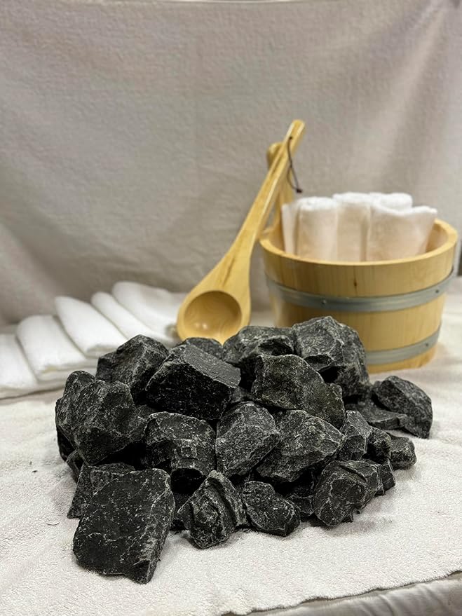 Loyly Sauna Rocks, 25 LB Box, Igneous Basalt Steam Sauna Stones, Dark Gray (25, Pounds)